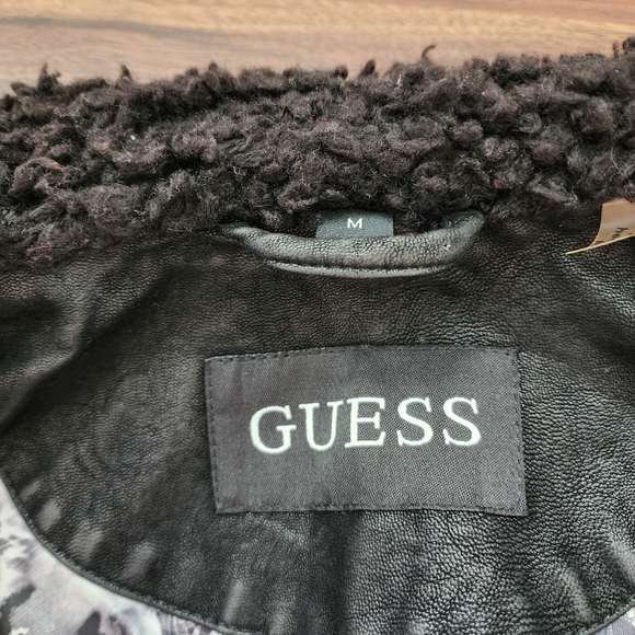 Guess Jackets & Coats Guess Sherpa Collar Shearling Black Leather Moto Jacket Poshmark